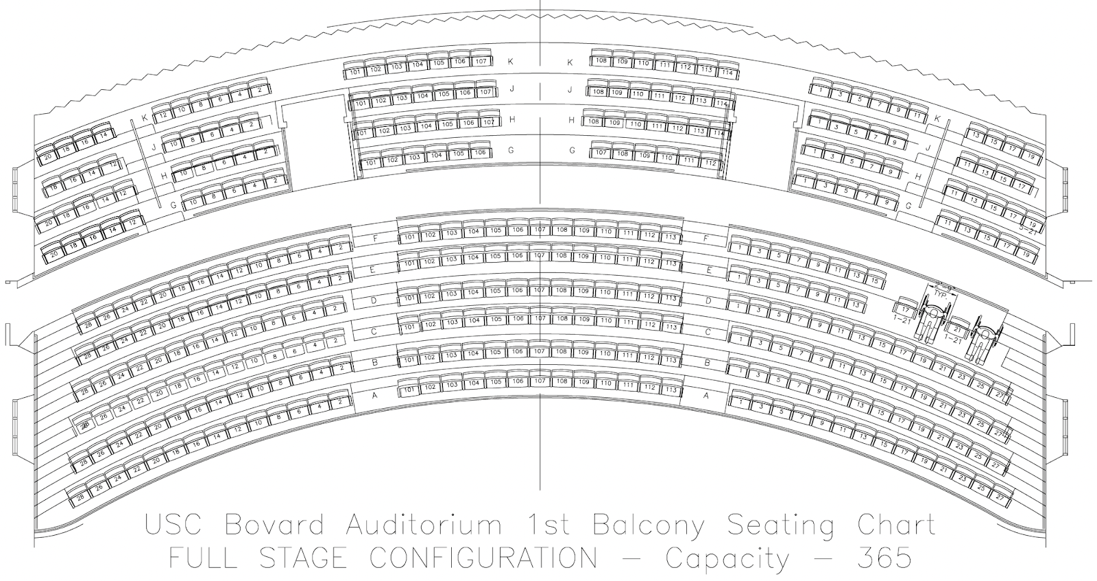 Bovard Auditorium 1st balcony seating diagram