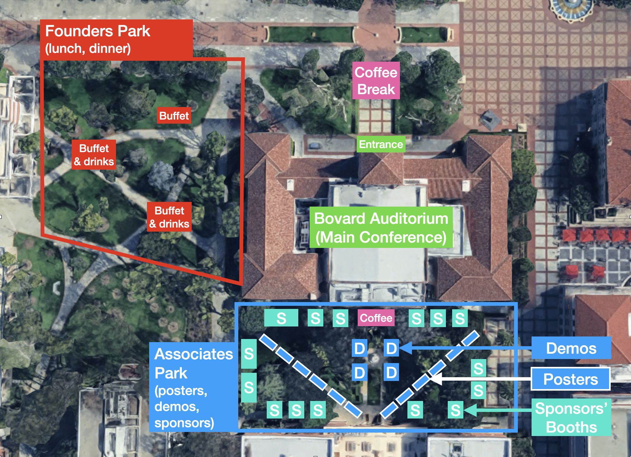 Map of key RSS 2025 locations on the USC campus