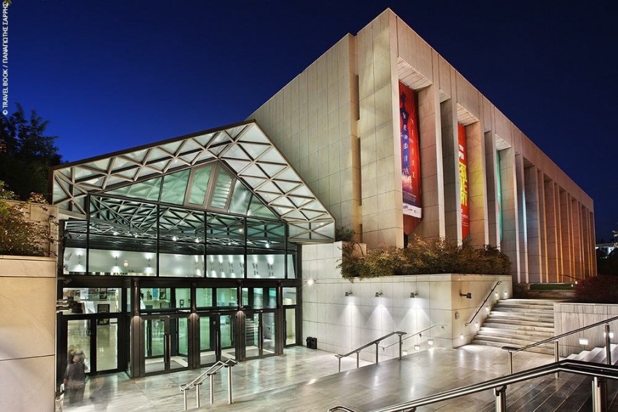 Megaron entrance at night